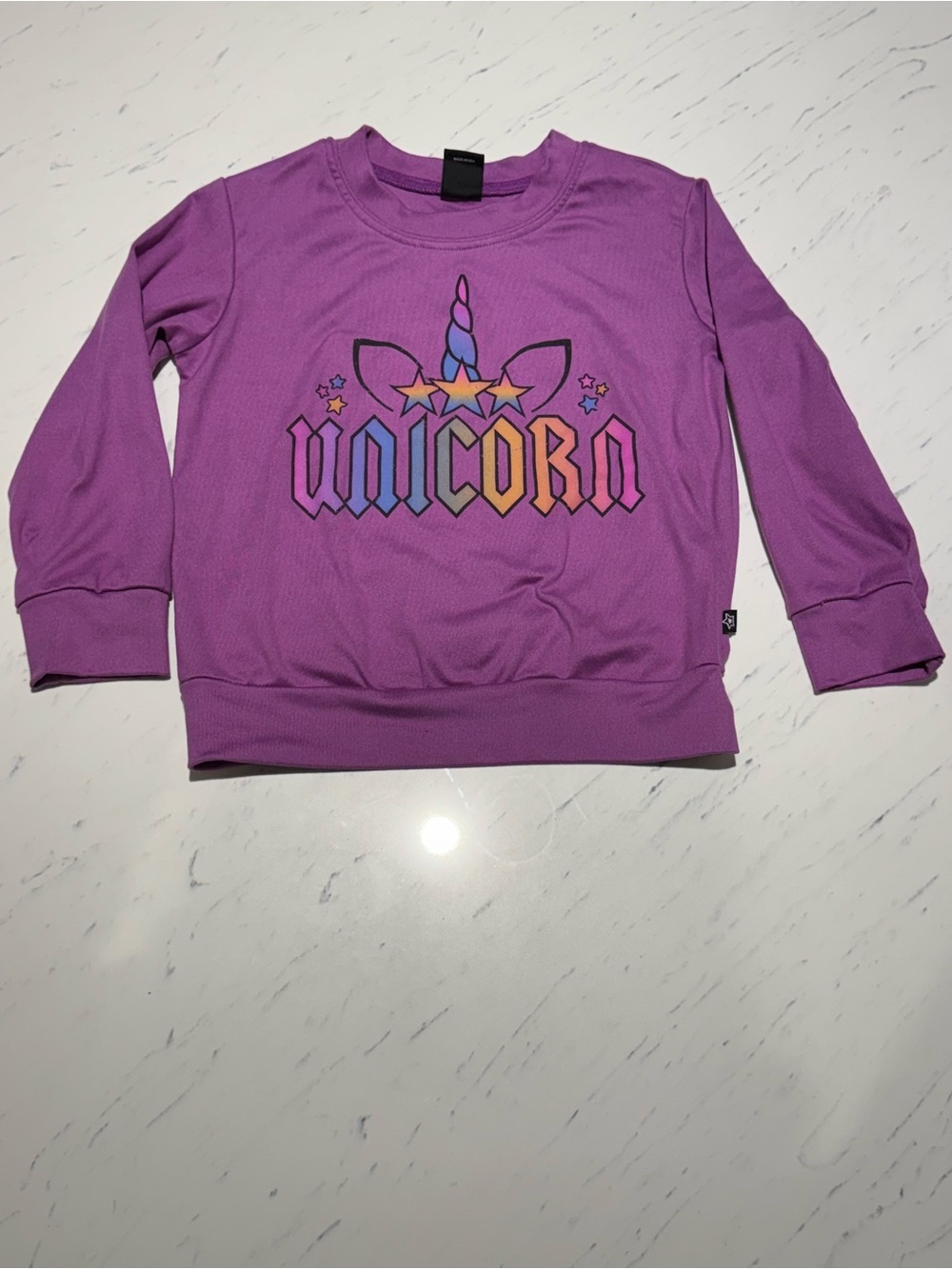 Pixielane Unicorn Graphic Long-Sleeve Sweatshirt with Flair Pants Set 3T- Purple